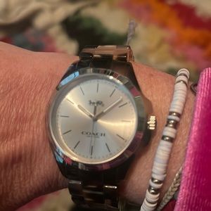 New Coach tortoise watch, silver face, just needs battery, custom to fit